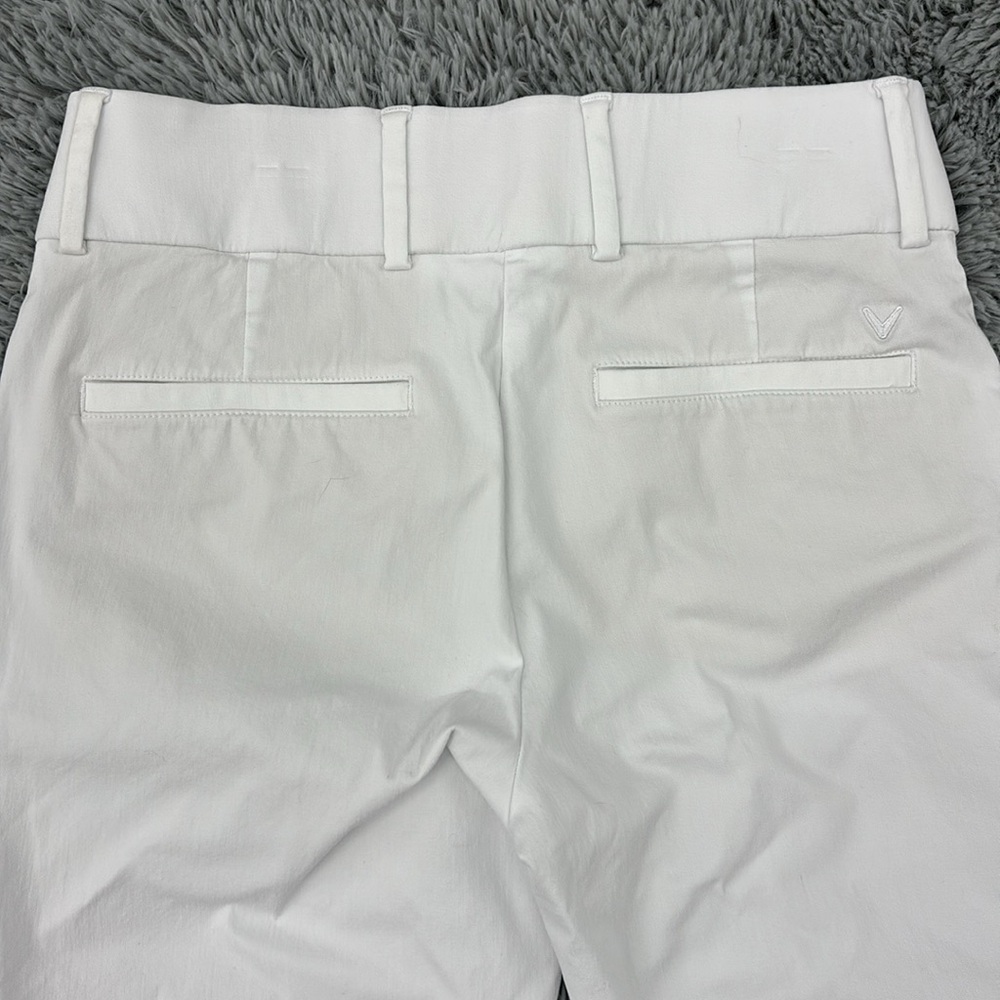 Callaway White Flat Front Shorts Crisp Viscose Blend Elastic Waist Golf Womens M - Picture 12 of 16